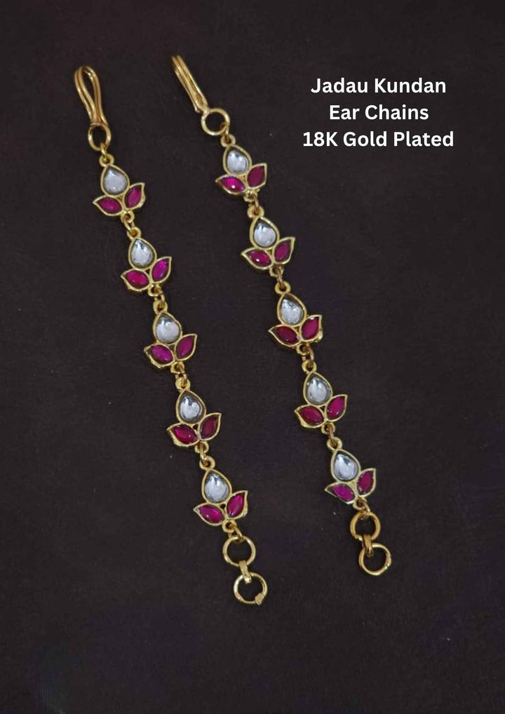 Jadau Kundan Gold Plated Earchains (Maties) 