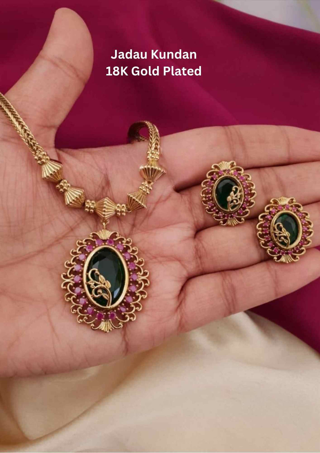 Jadau Kundan Gold Plated Mini Necklace with Earrings