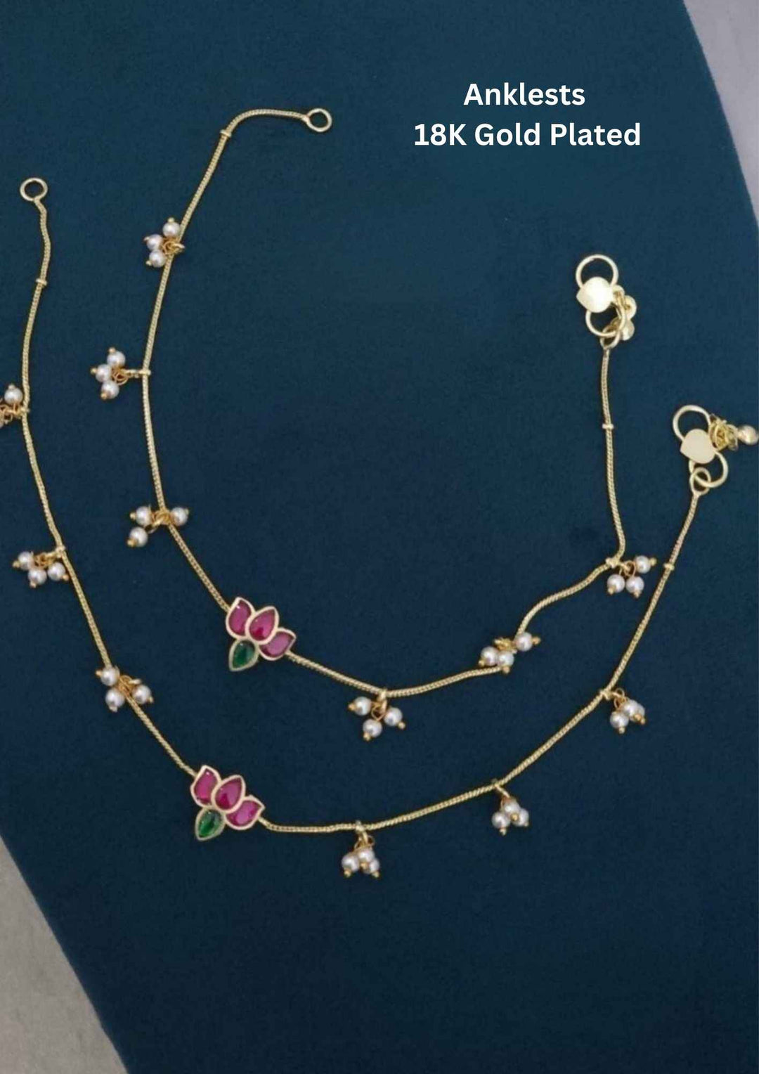 Jadau Kundan Gold Plated Anklets 