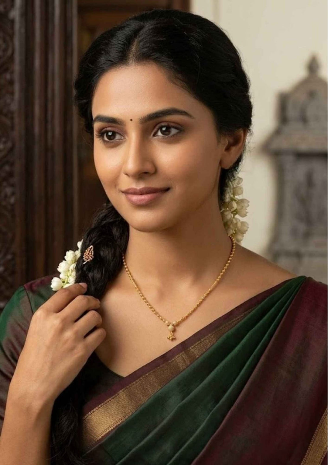 Jadau Kundan Gold Plated Daily wear Necklace White Background Model Pic