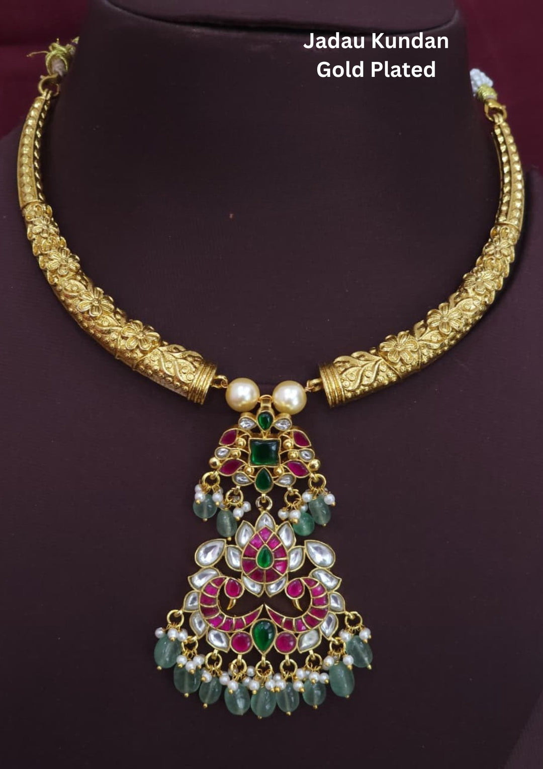 Jadau Kundan Gold Plated Kante Necklace 