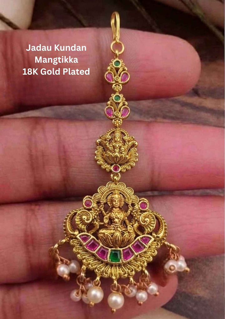 Jadau Kundan Gold Plated Laxmi Devi Temple Mangtikka