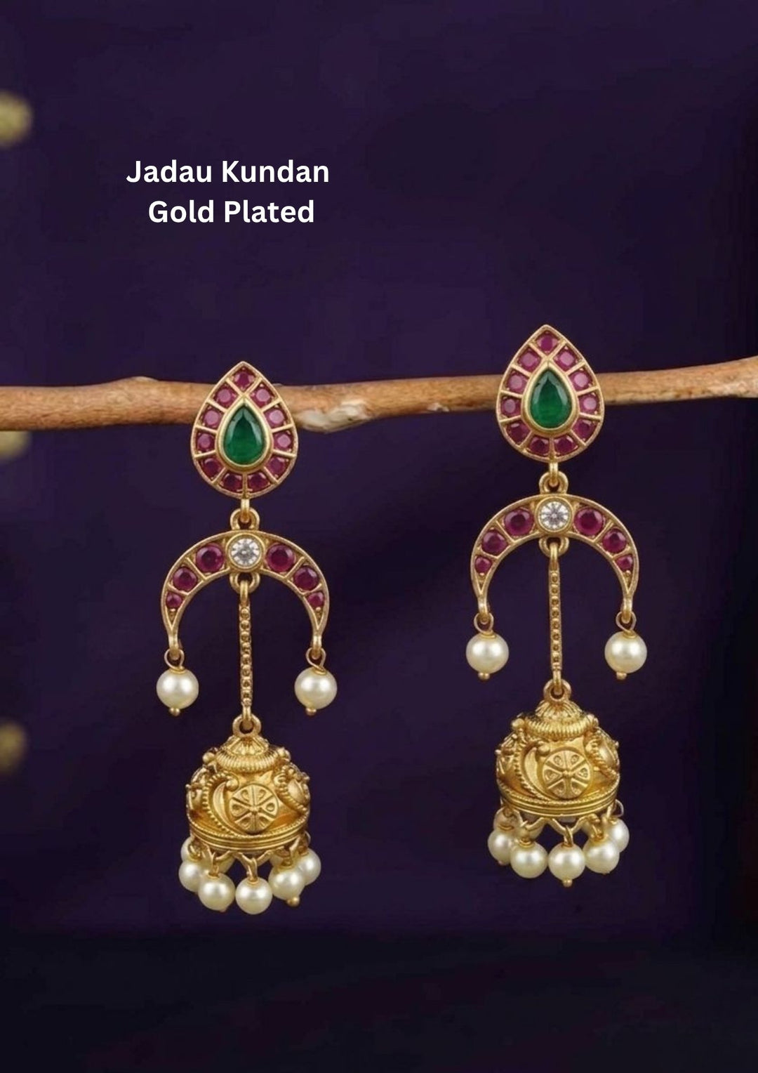 Jadau Kundan Gold Plated Lightweight  Jhumka&
