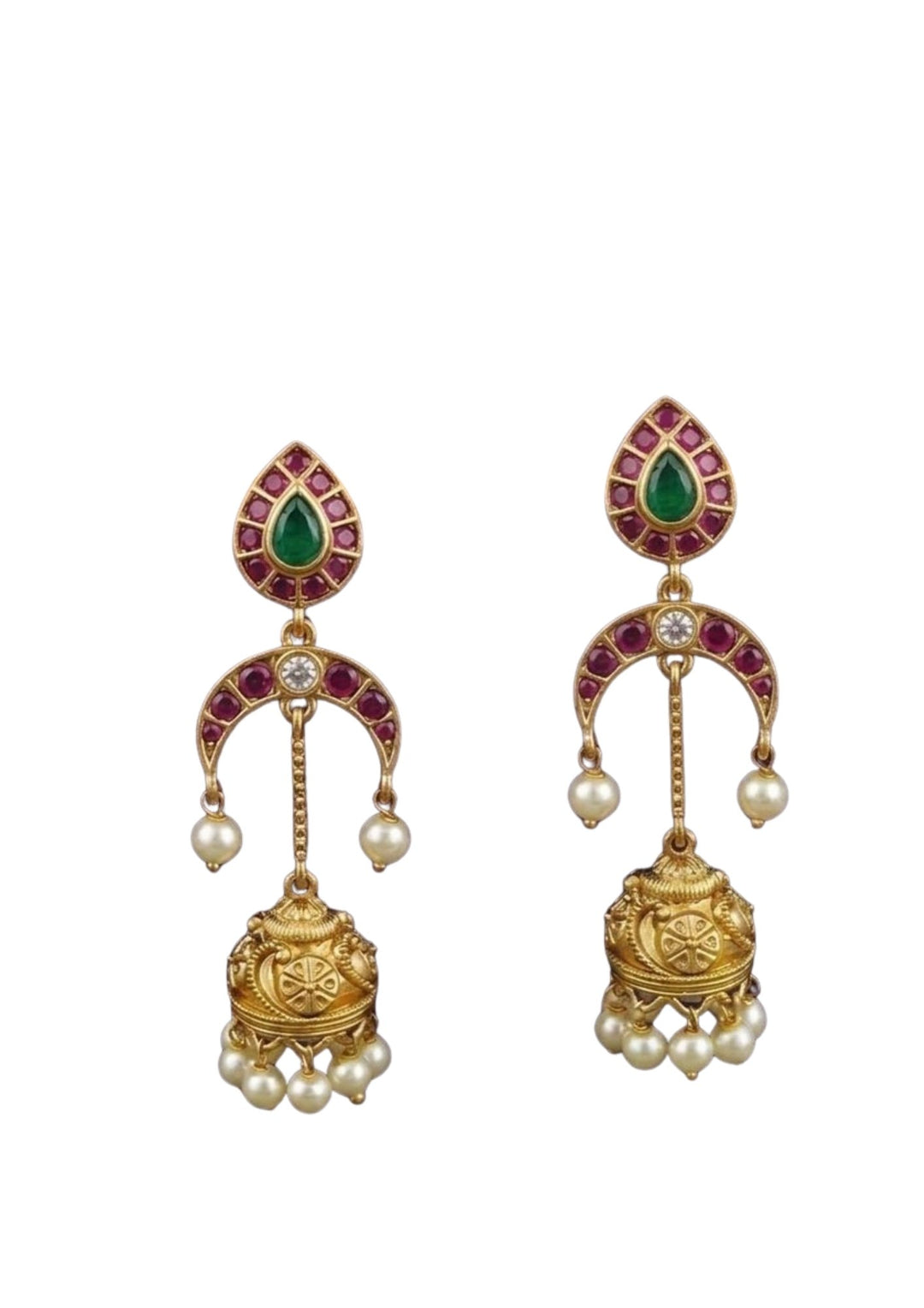 Gold Plated Jadau Kundan Lightwegh Earrings in White background Sweat proof and antitarnish