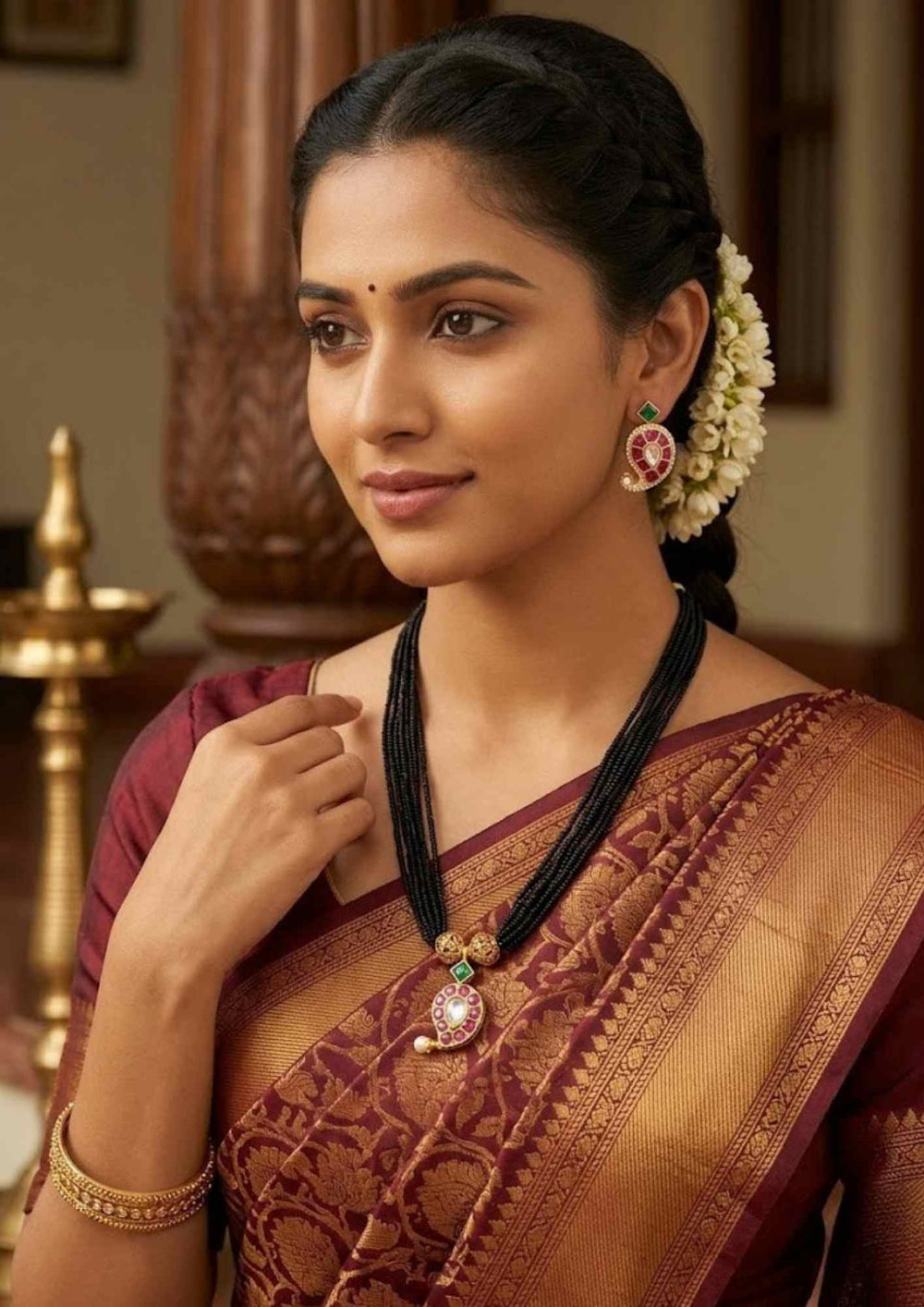 Jadau Kundan Gold Plated Mangalsutra and Studs Combo 