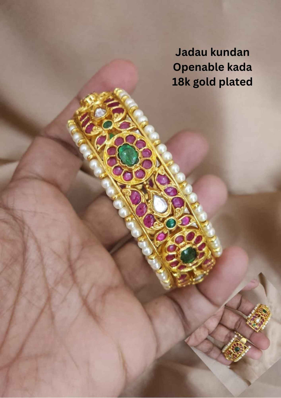 Jadau Kundan Gold Plated Nakshi Openable Kada