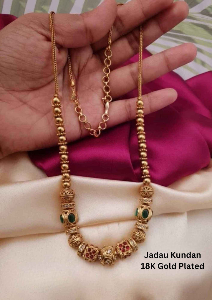 Jadau Kundan Gold Plated Necklace with Beadwork