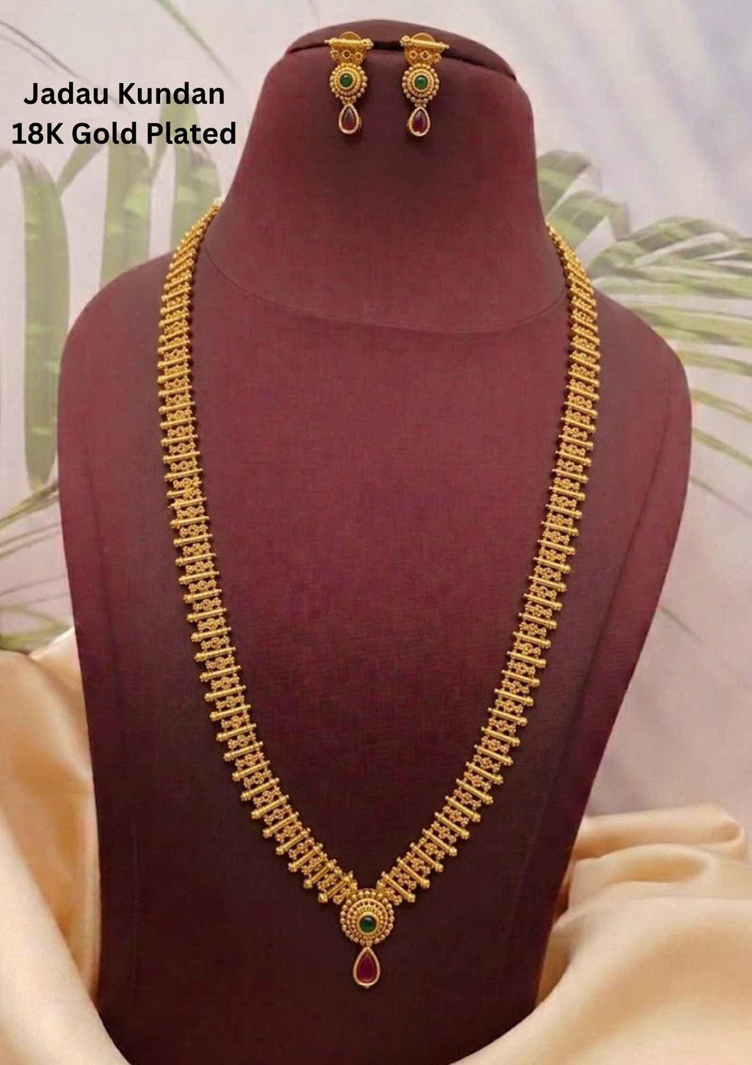 Jadau Kundan Gold Plated Traditional Haram And Earrings 