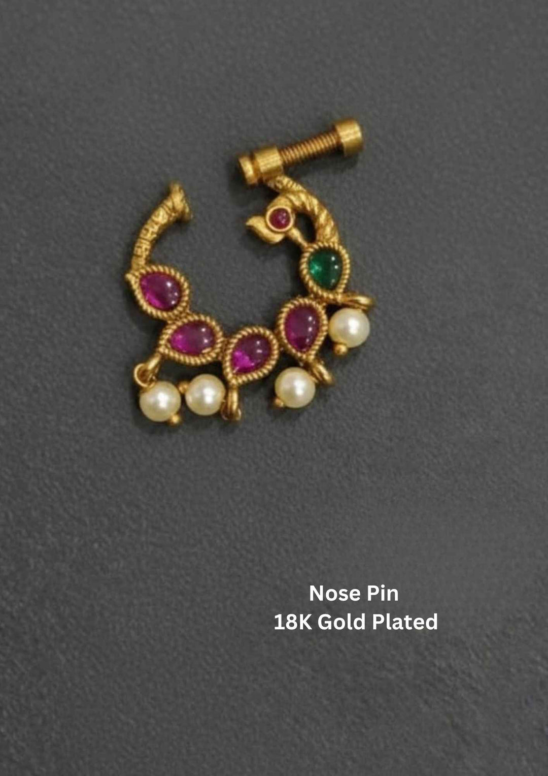 Jadau Kundan Gold Plated Trending Peacock Nose pin