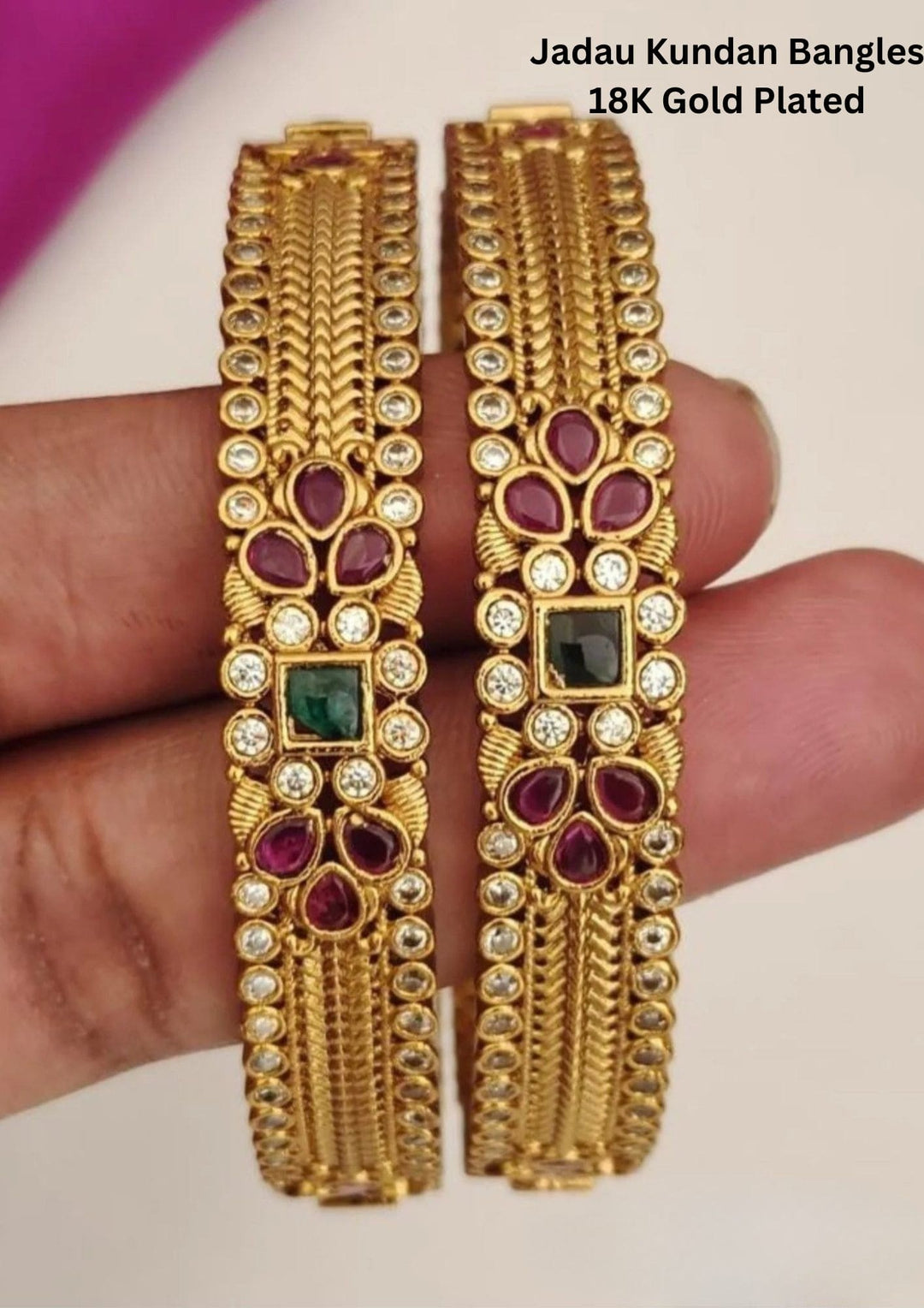 Jadau Kundan Gold plated Bangles (set of 2)