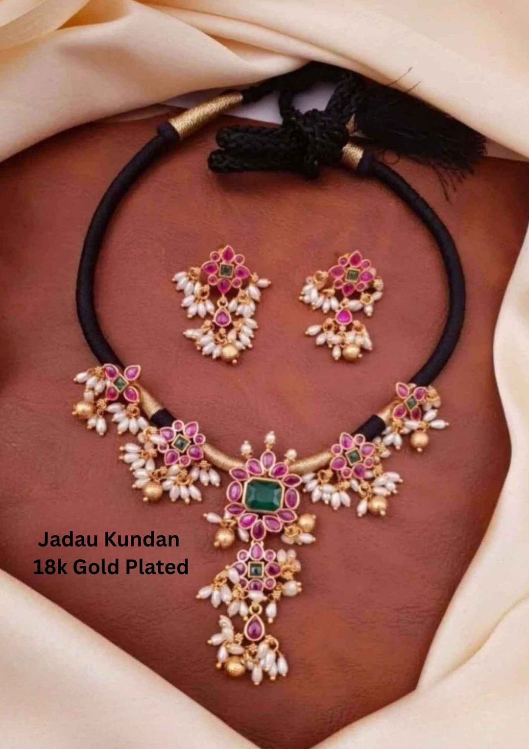 Jadau Kundan Gold plated Necklace With Earrings