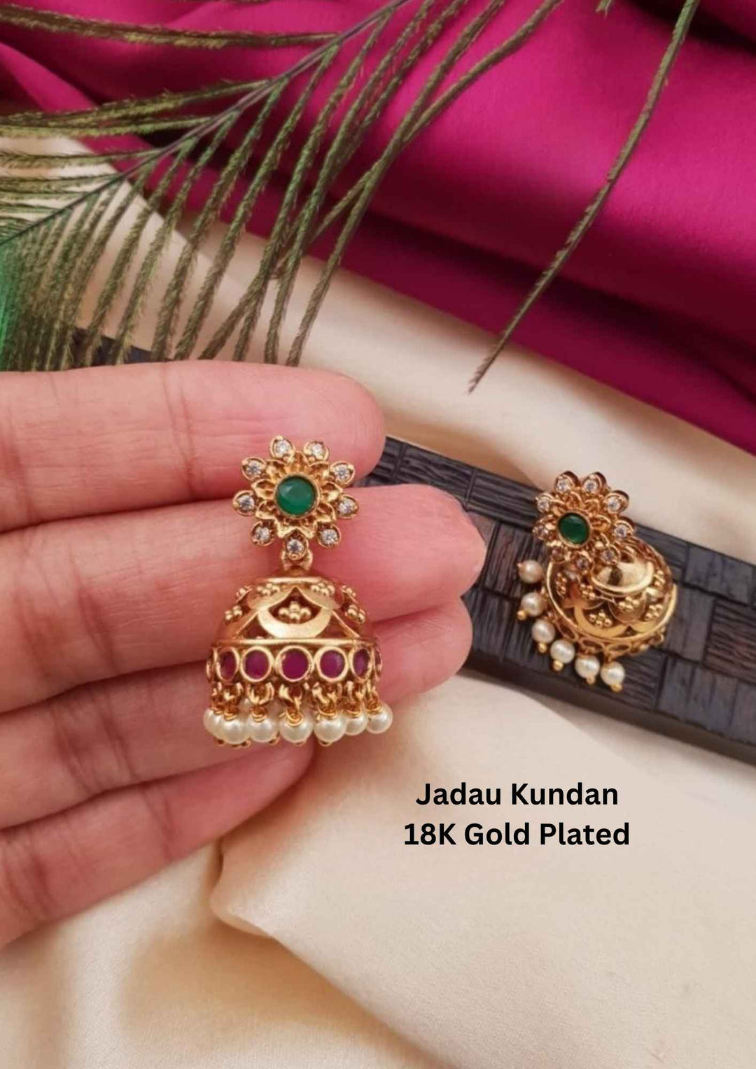 Jadau Kundan Gold plated Jhumkas
