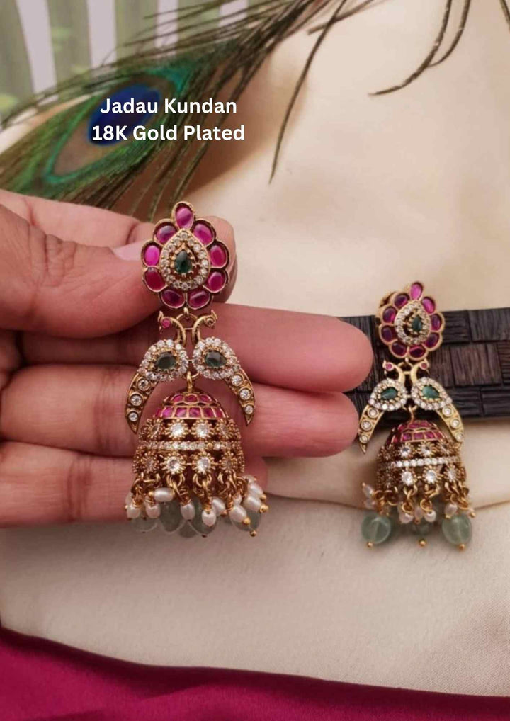 Jadau Kundan Gold plated Kemp Jhumkas 