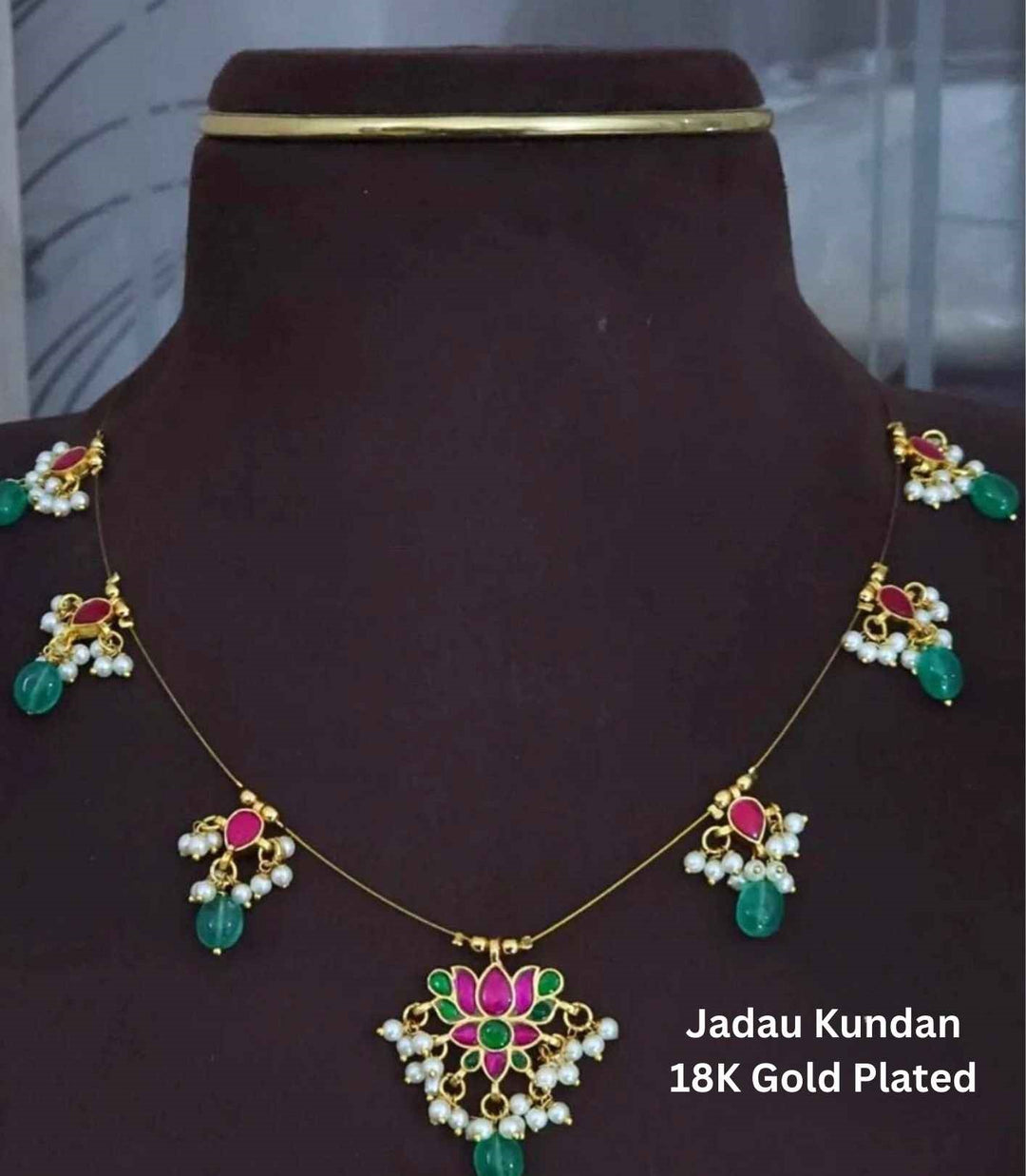 Jadau kundan Gold Plated And Beads Necklace 