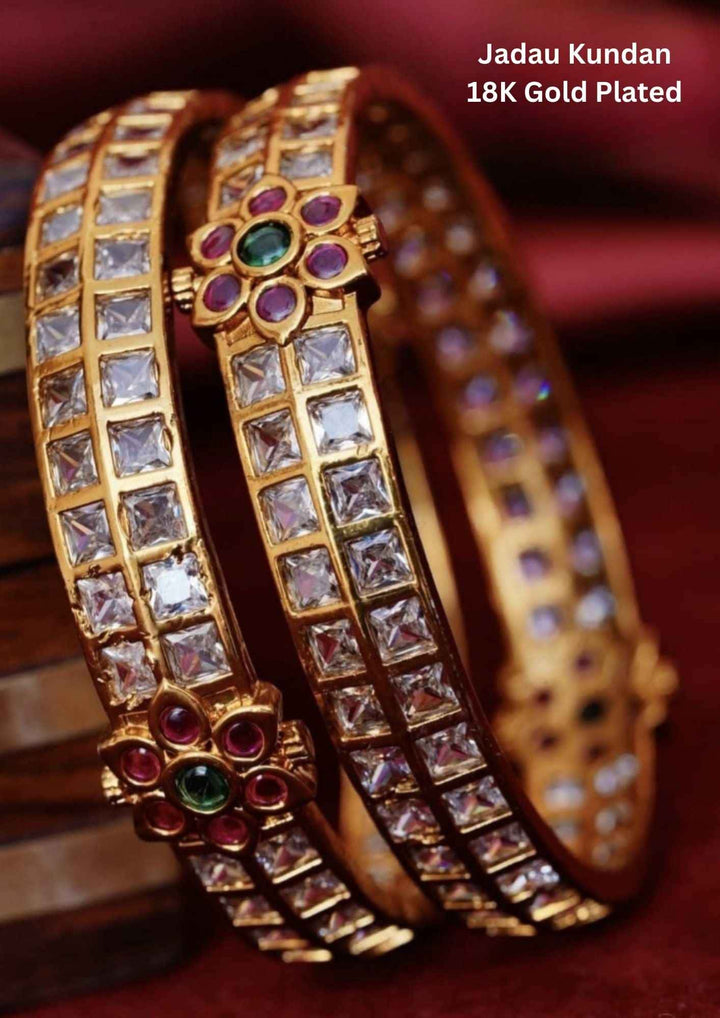 Jadau kundan Gold Plated Bangles (set of 2)