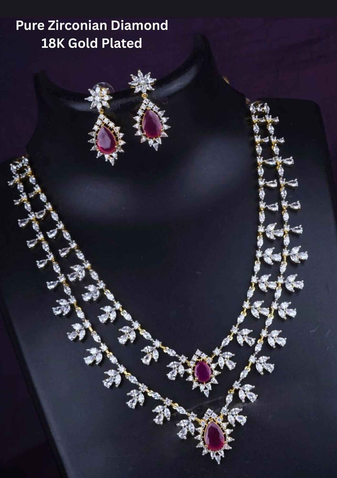 Jewelry_set_with_necklace_and_earrings_Pure_Zirconian_Diamond_Red_gemstones