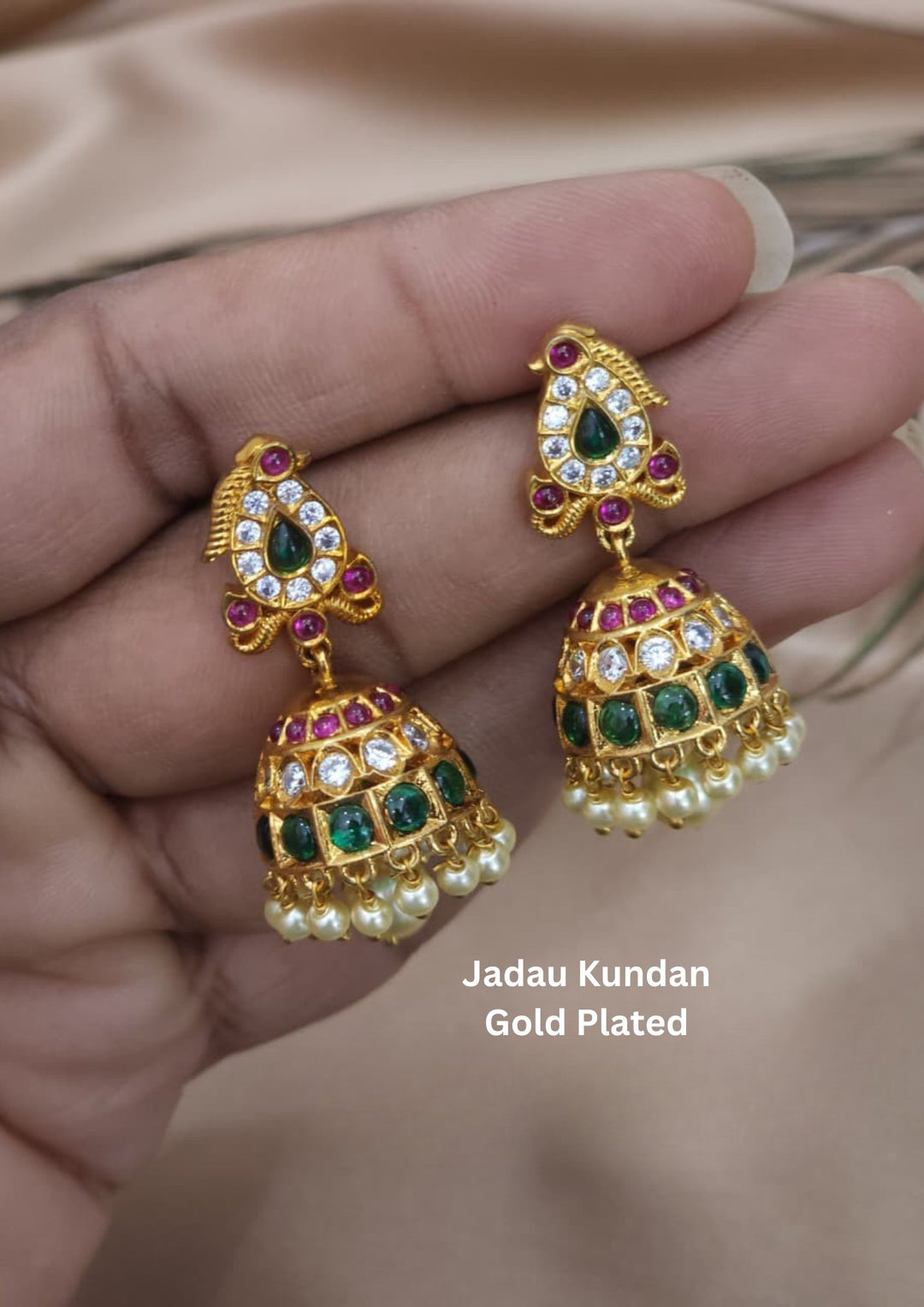 Jadau Kundan Mango design Lightweight Jhumkas for Daily wear