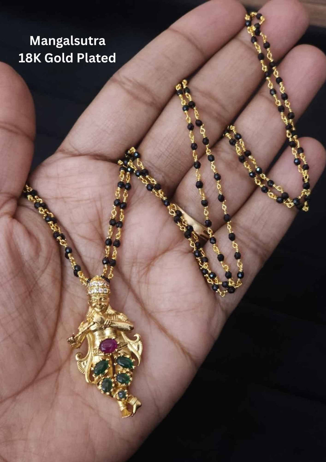 Gold-plated mangalsutra with a pendant 
