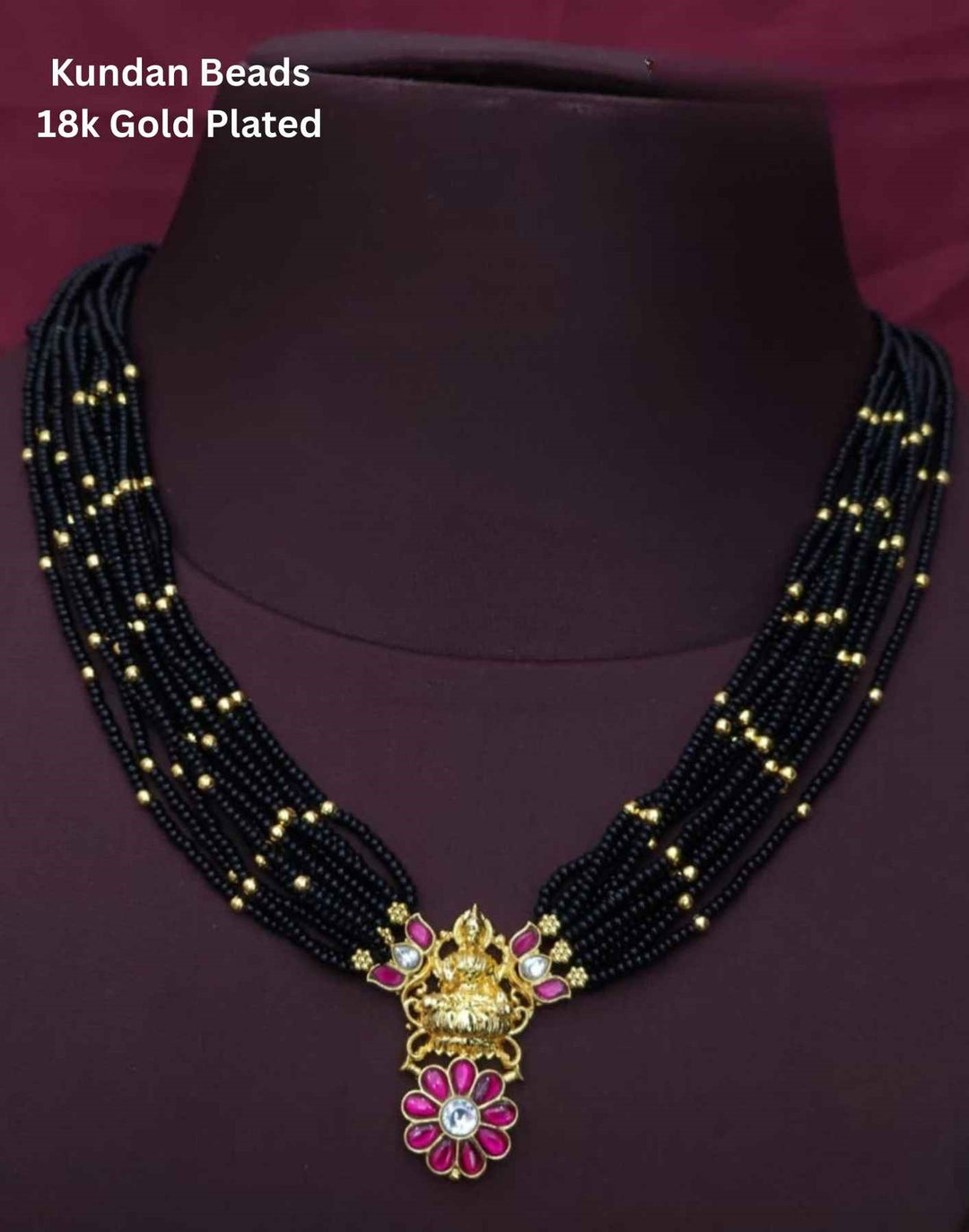 Kunda & Beads Gold Plated Temple Necklace