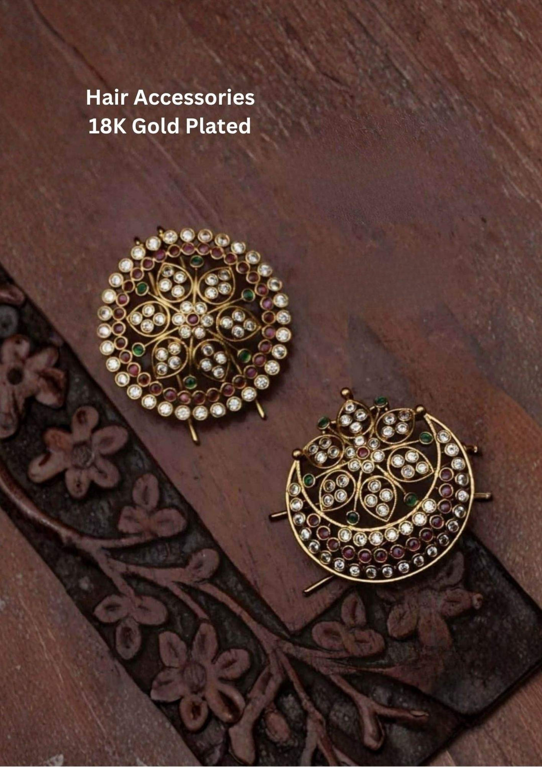 Kundan Gold Plated Sun Moon Hair Accessories