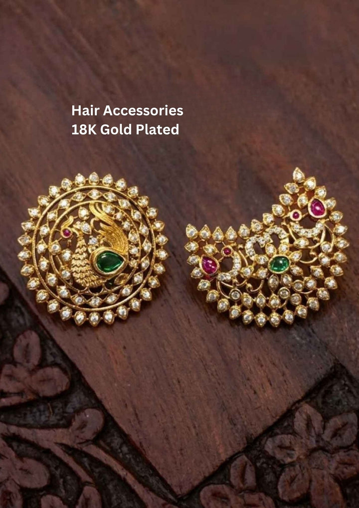 Kundan 18k Gold Plated Sun Moon Hair Accessories 