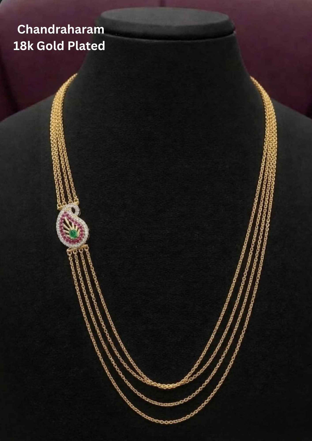 Kundan 18k Gold Plated Multi Layered Chandraharam 