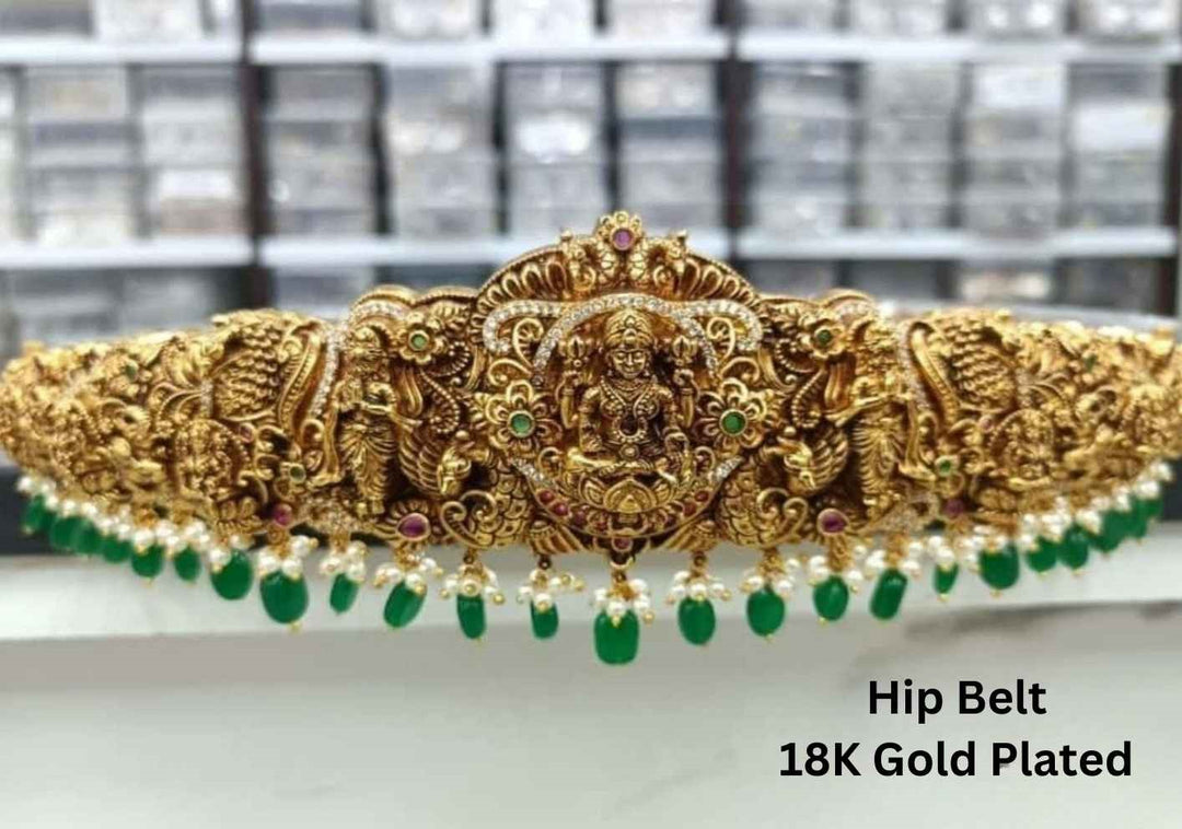 Kundan Gold Plated Temple Lakshmi Hipbelt (Vaddanam)