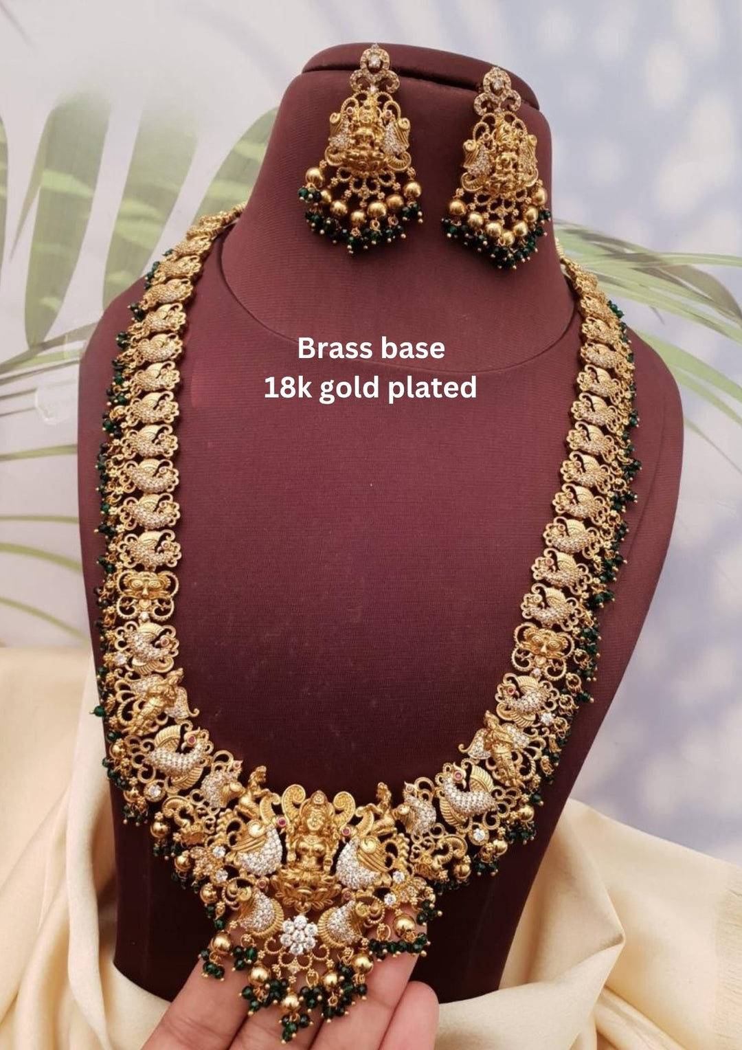 Gold Plated Beaded Lakshmi Necklace set