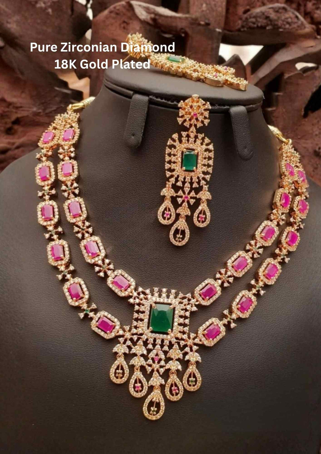 Kundan &amp; Beads Gold Plated Necklace With Earrings 