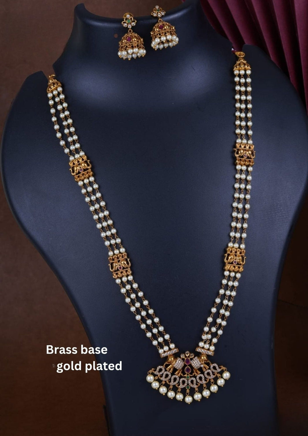 Kundan & Beads Gold Plated Necklace with Earrings