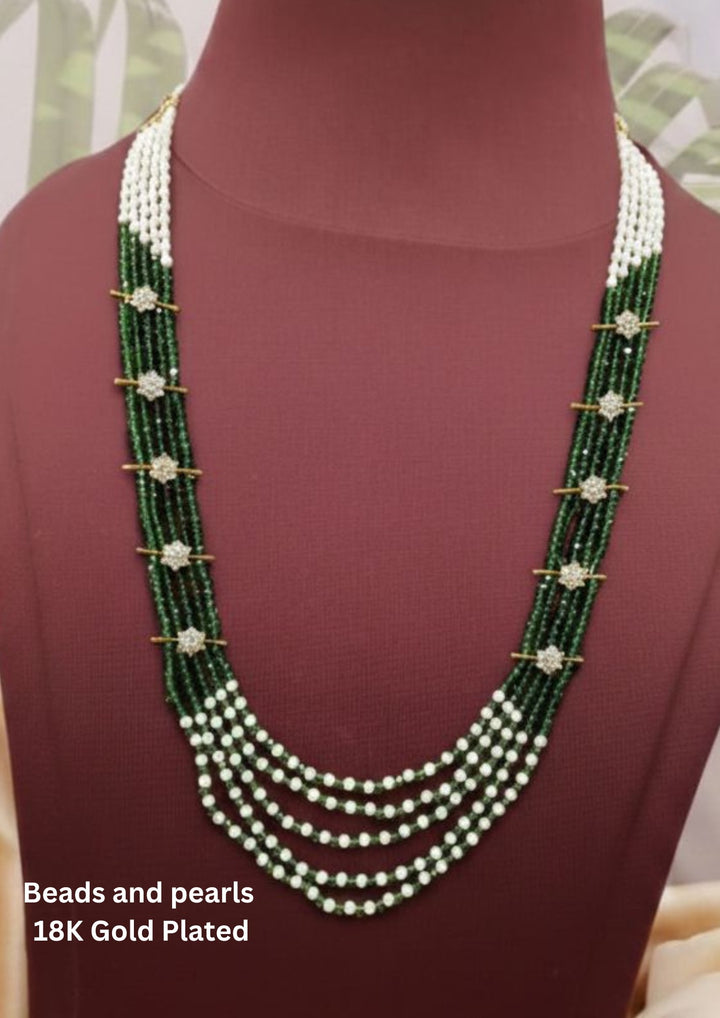 Gold Plated Kundan Beads Layered Rani Haaram 