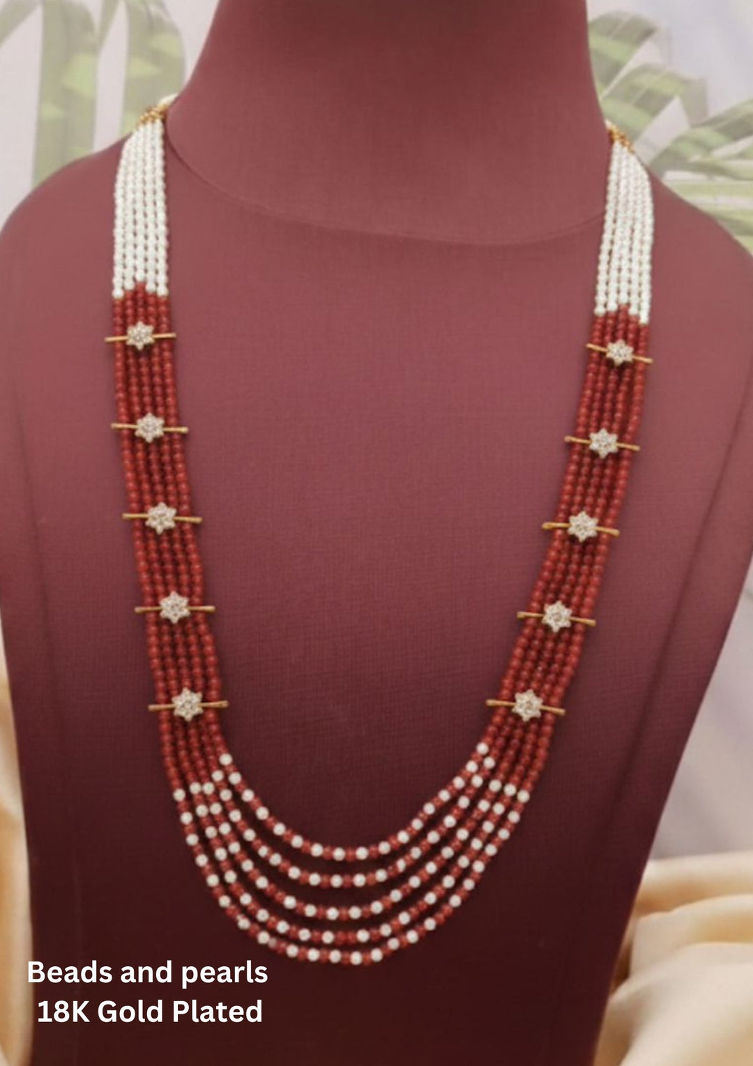 Gold Plated Kundan Beads Layered Rani Haaram 
