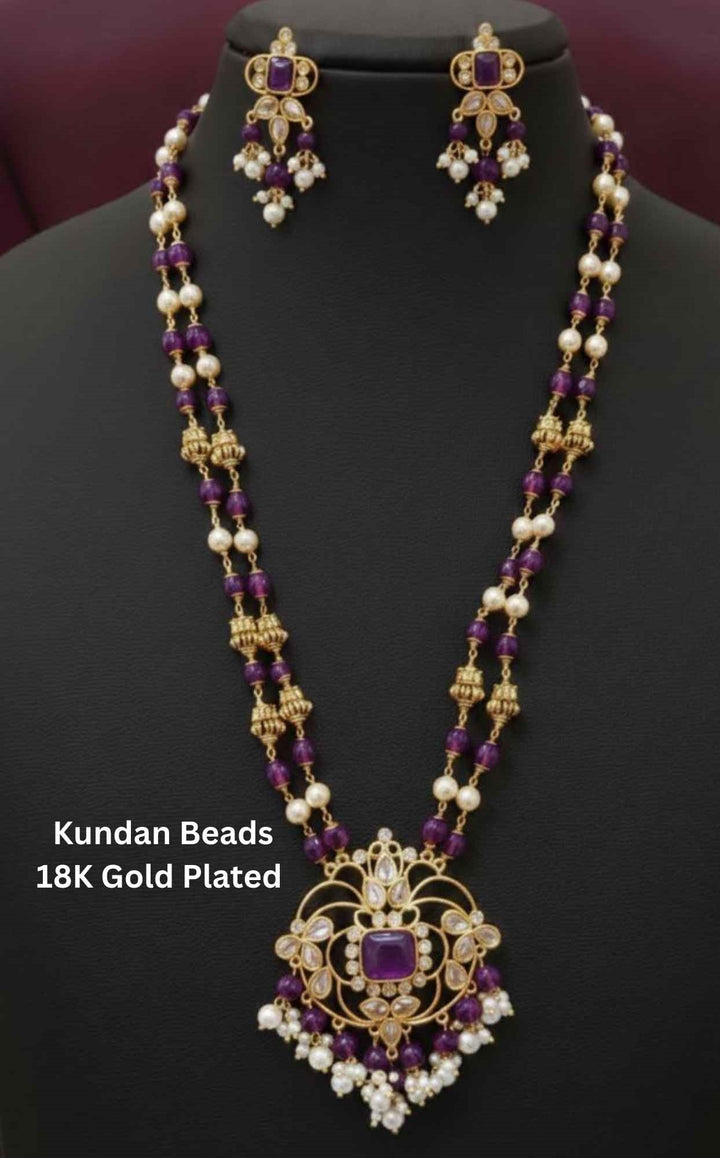 Kundan Beads necklace with gold plating