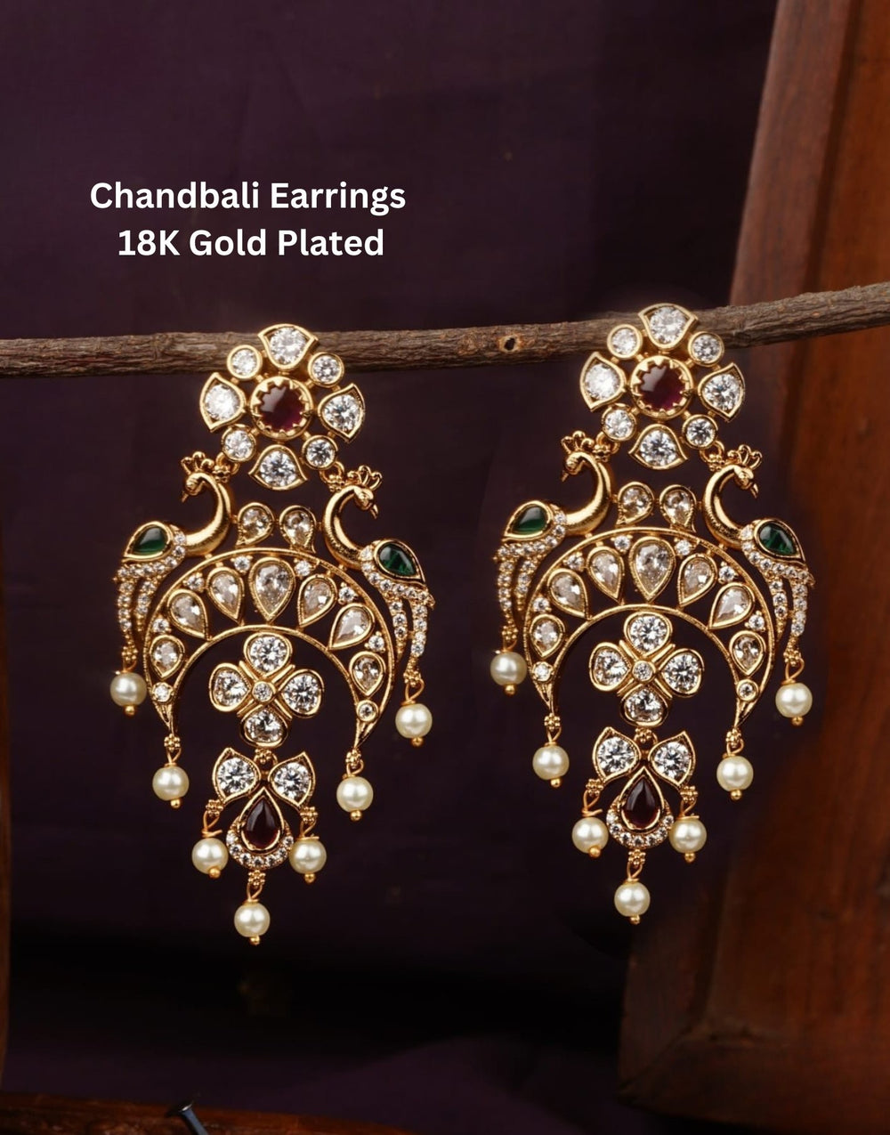 Gold Plated chandbali earrings for festive and traditional as well as modern wear