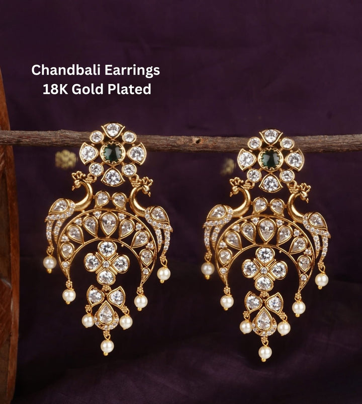 Gold Plated chandbali earrings for festive and traditional as well as modern wear