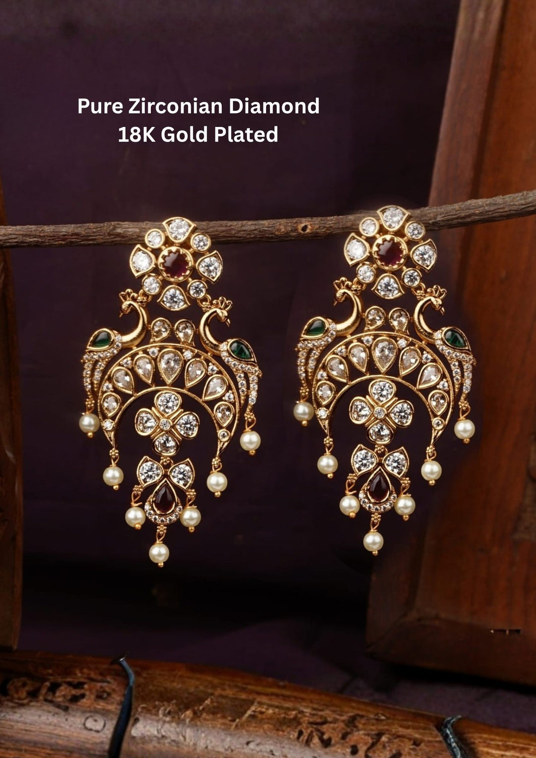Kundan Gold Plated Chandbali Earrings (lightweight)