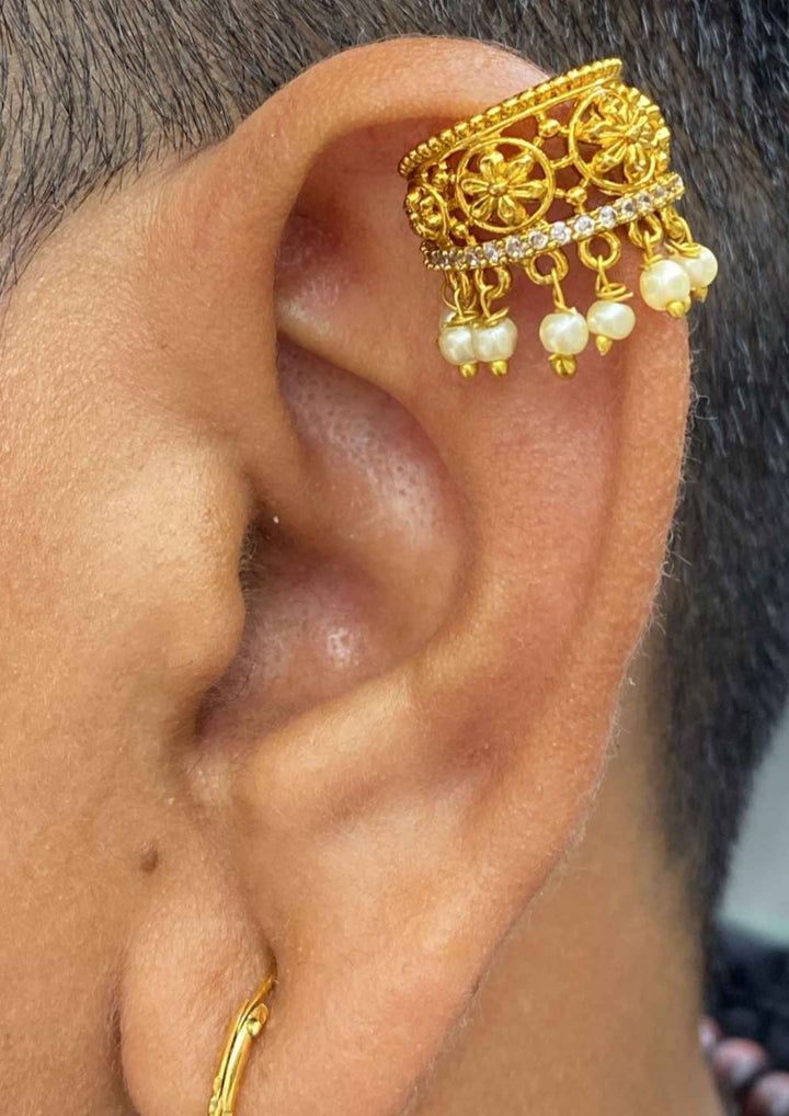 Kundan Gold Plated Pearl Accents Bugadi Earrings