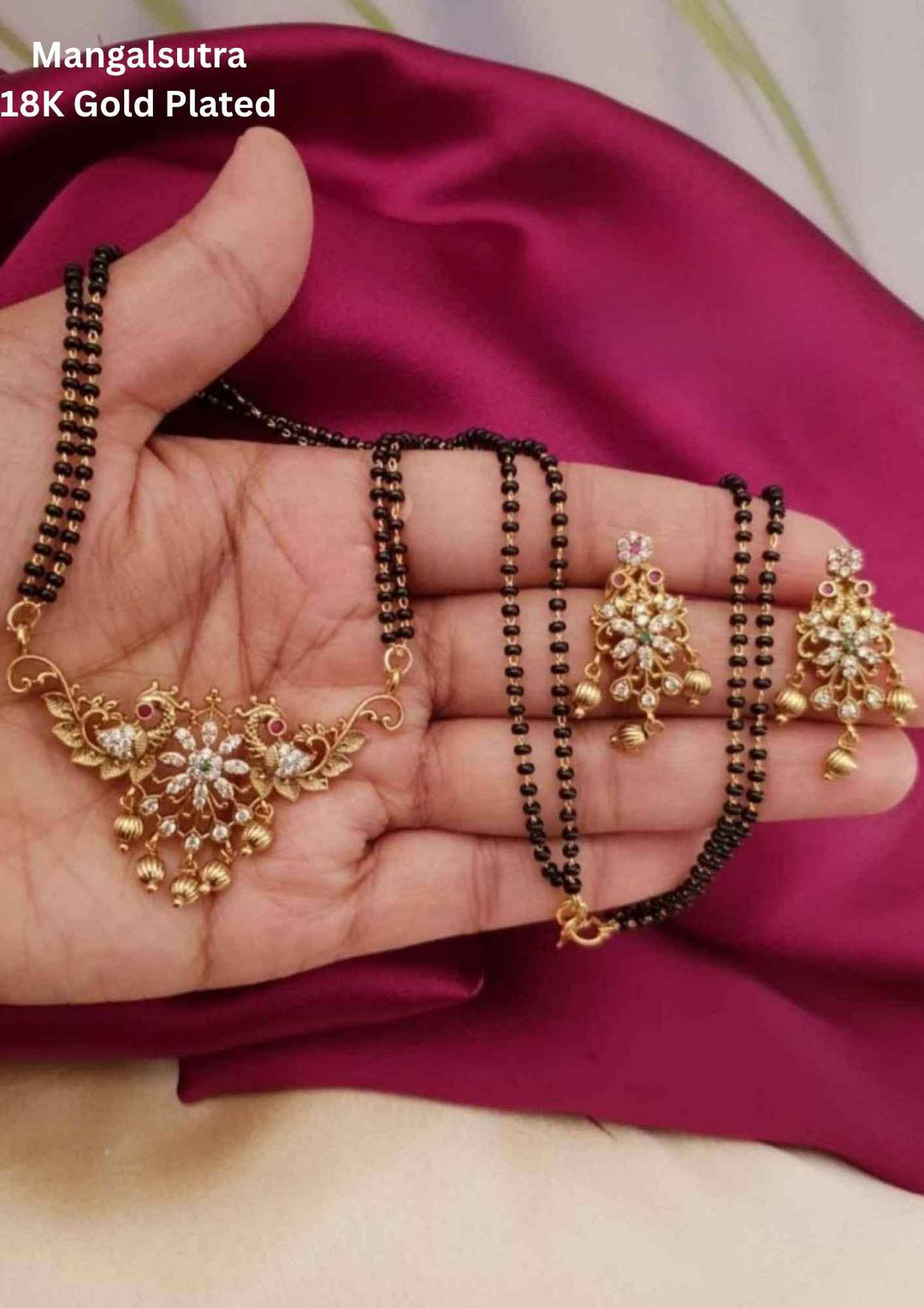 Kundan Gold Plated Pendant Mangalsutra with Earrings 