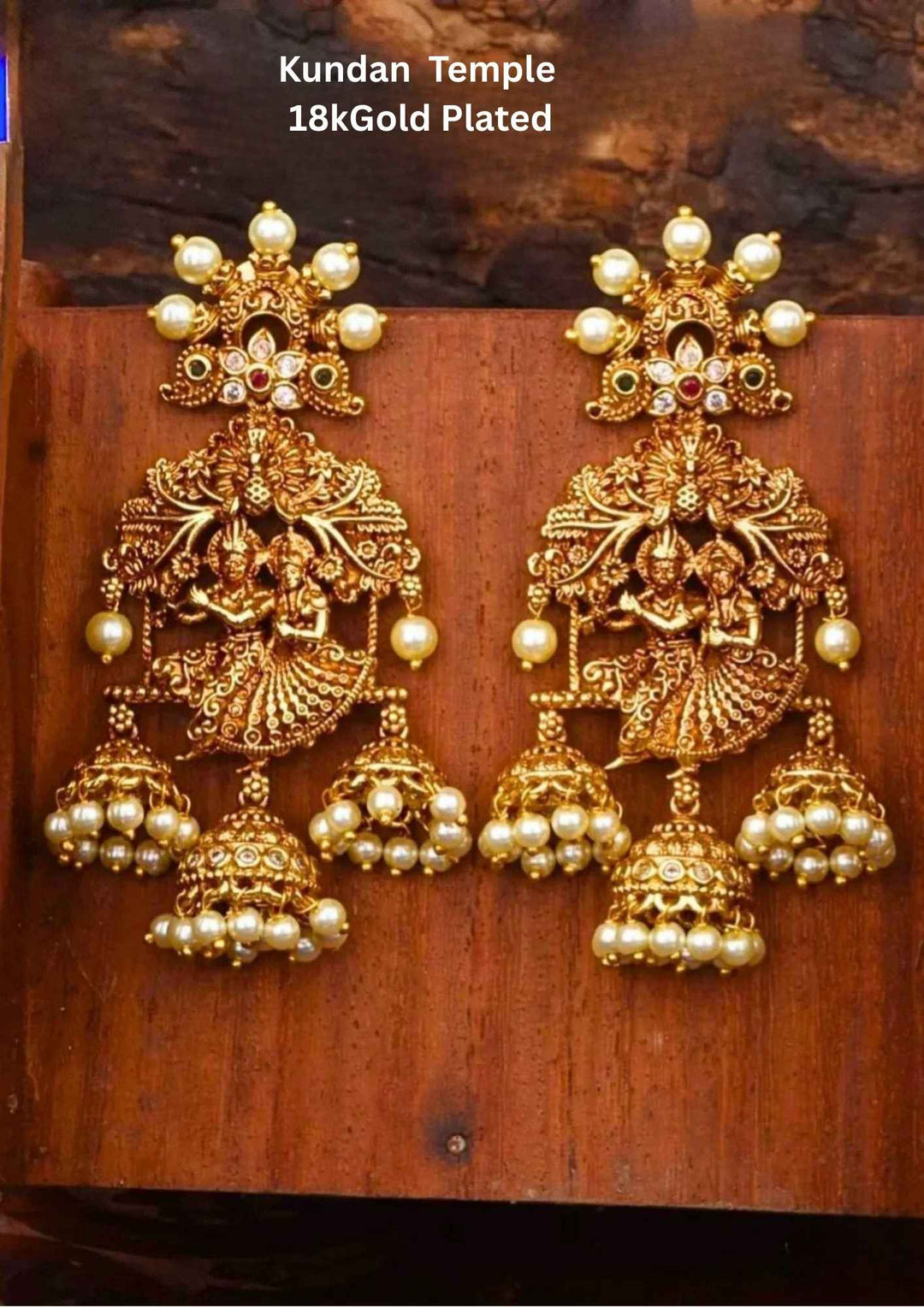 Kundan Gold Plated Beads Temple Jhumka's 