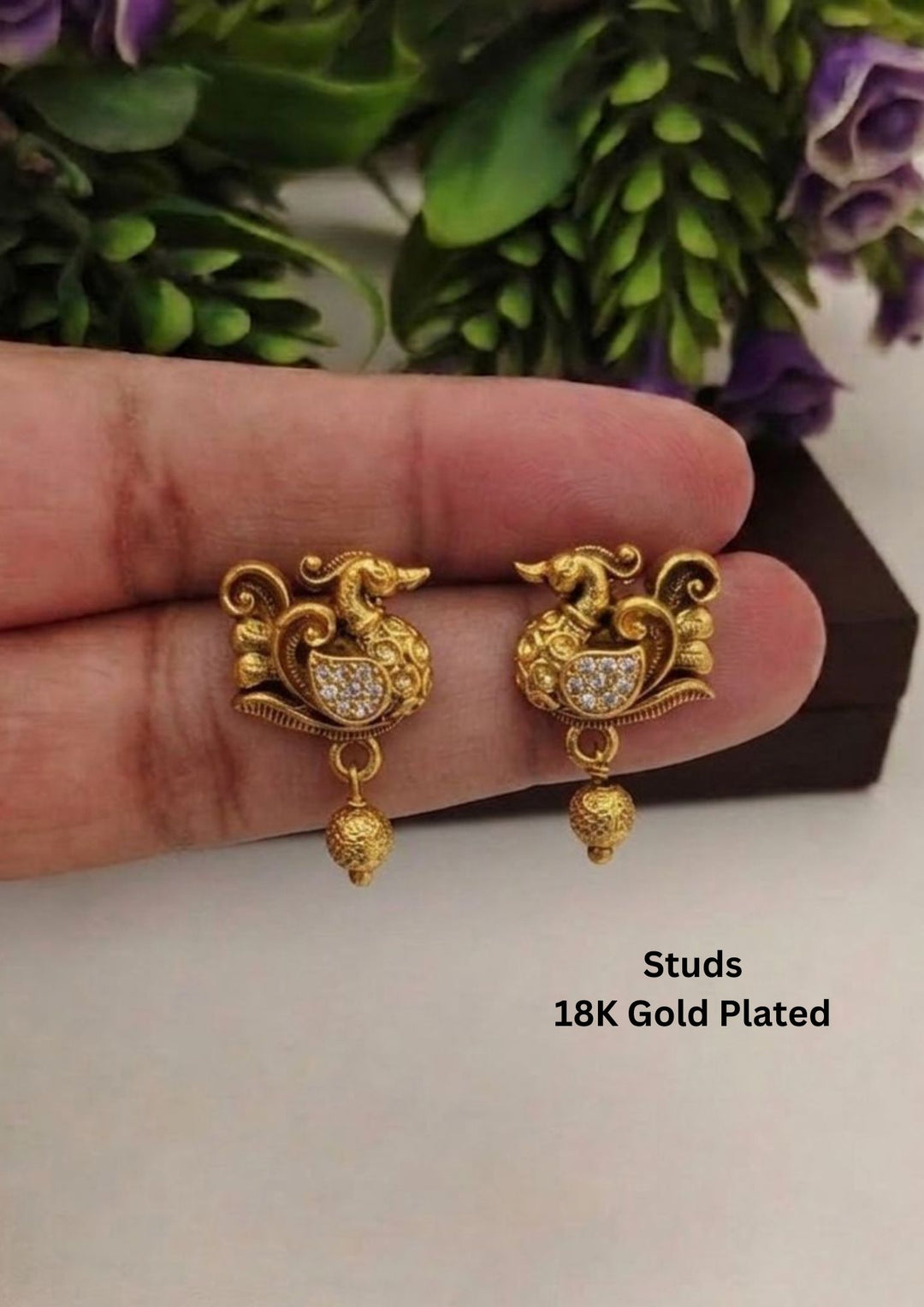 Kundan Daily wear Peacock Studs