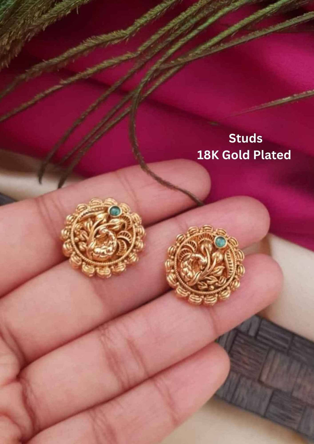 Emerald Peacock Studs
