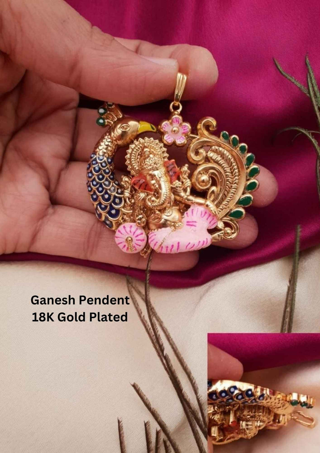 Kundan Gold Plated Ganesh Temple Pendent