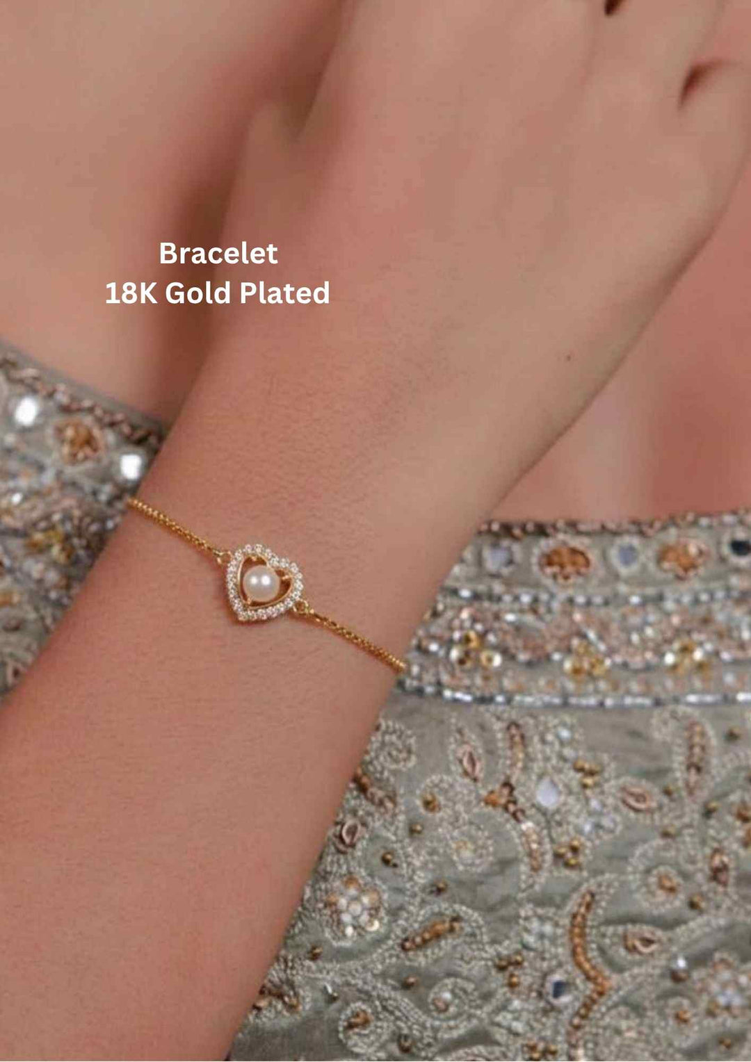 Kundan Gold Plated Heart Shape Bracelet