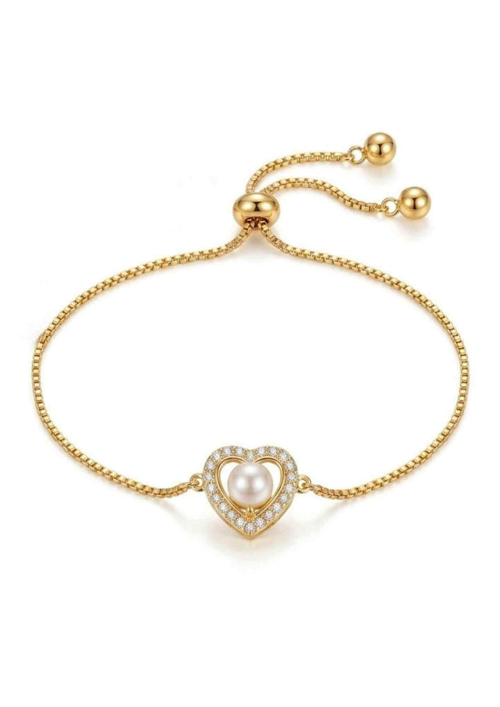 Kundan Gold Plated Heart Shape Bracelet White Background 