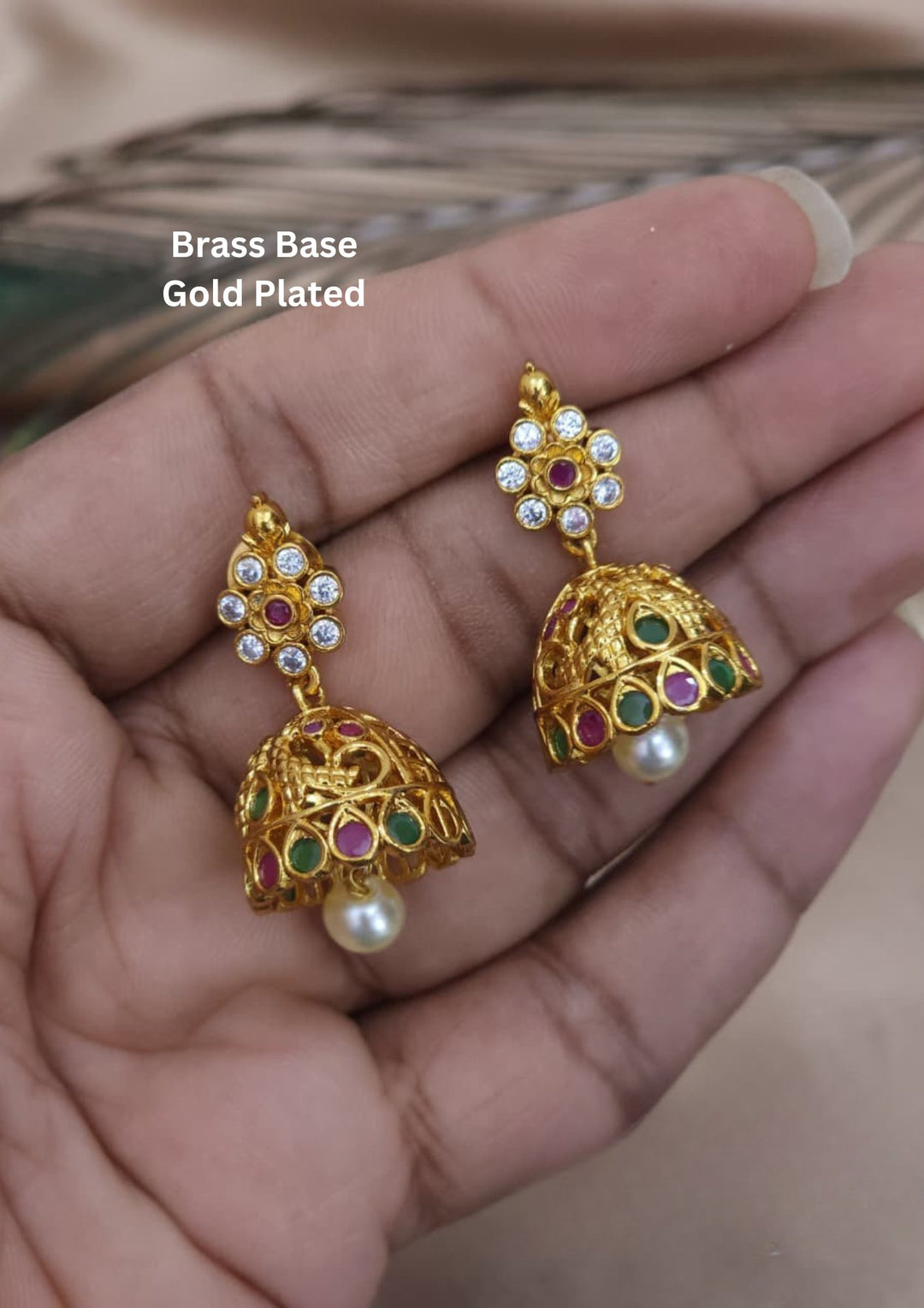 Gold plated  lightweight Jhumkas for dailywear