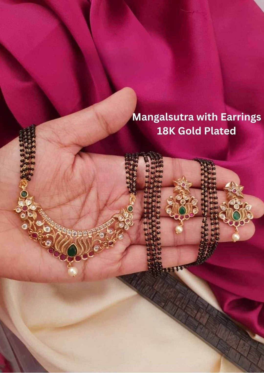  Lotus Mangalsutra With Earrings