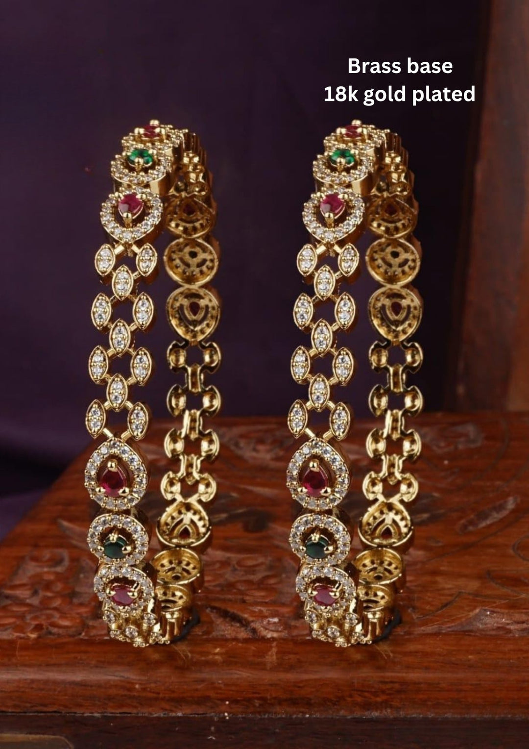 Kundan Gold Plated Matt Kemp Bangles