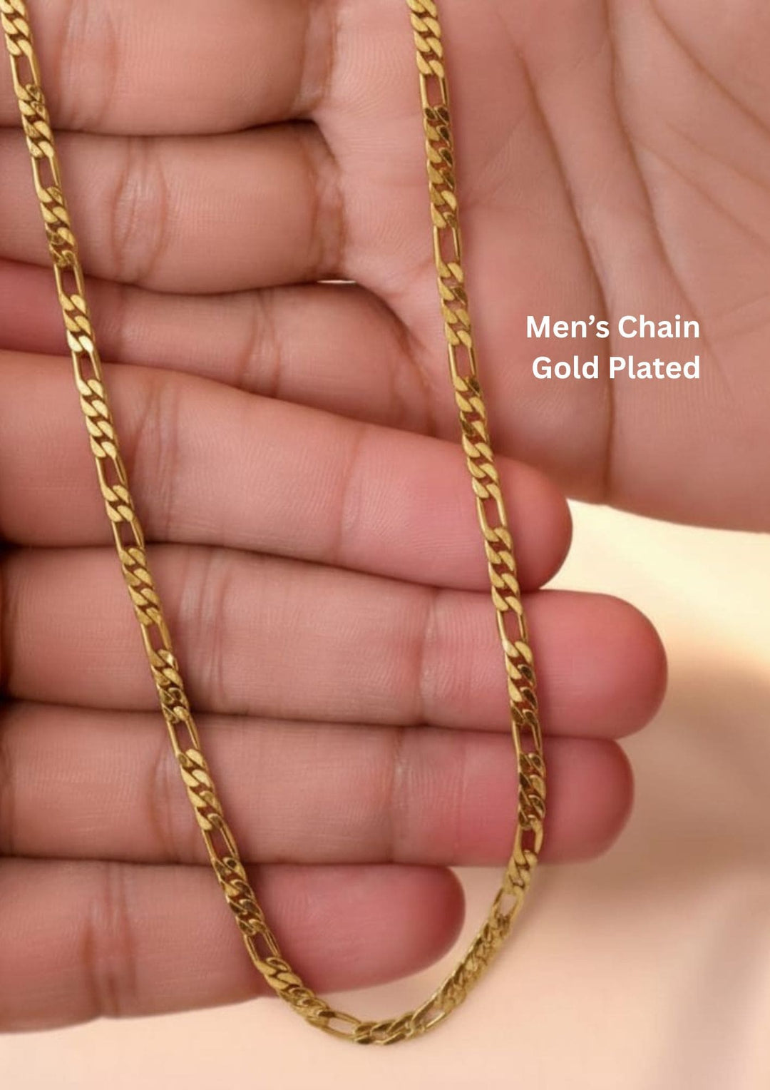 Kundan Gold Plated Men's (Gents) Figaro Style Chain zev25