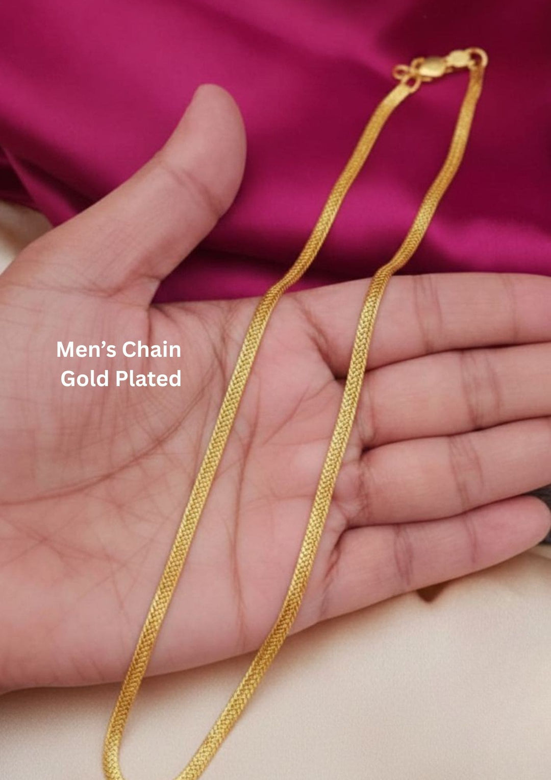 Kundan Gold Plated Men's (Gents) Plain Chain 