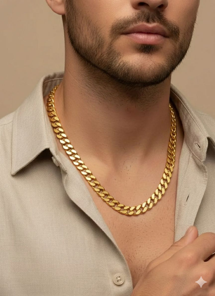 Kundan Gold Plated Miami Cuban Link Chain Men's 